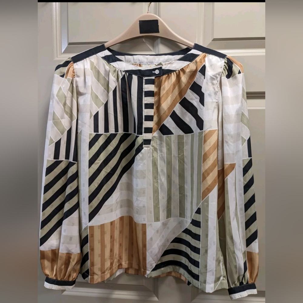 Vintage Liz Claiborne Geometric Striped Blouse- Size 12